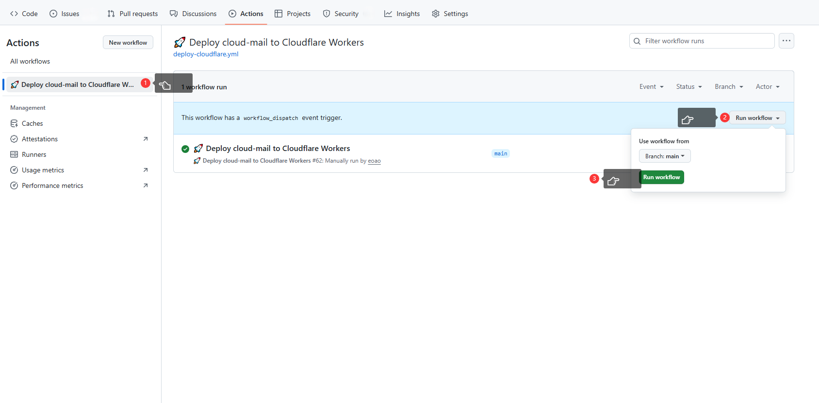 Github Actions 部署cloud mail